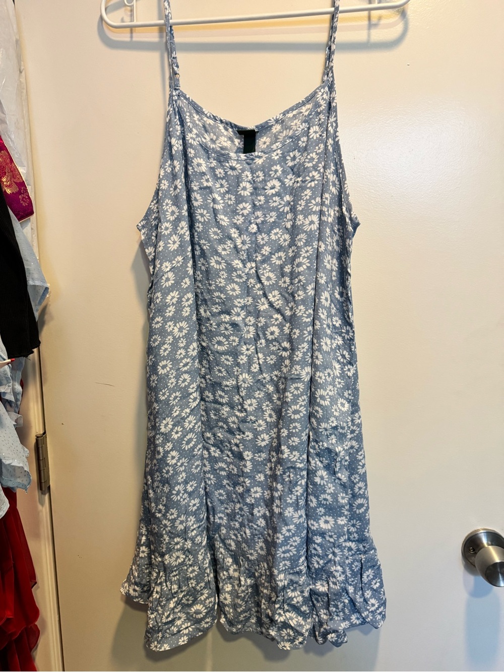 wild fable Light Blue Daisy Ruffle-Hem Mini Dress